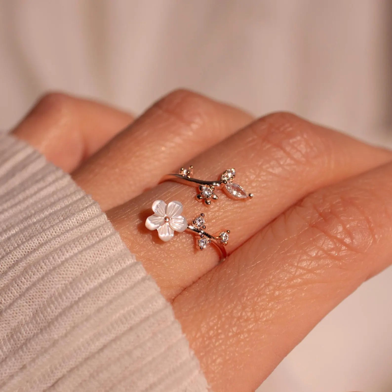 Birth Flower Ring 925 Sterling Silver
